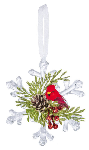 Cardinal Snowflake Ornament - Style 3