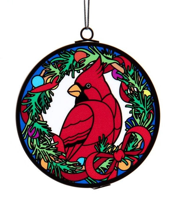 Cardinal Stained Glass Ornament -