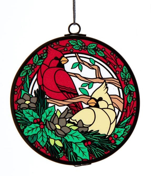 Cardinal Stained Glass Ornament -