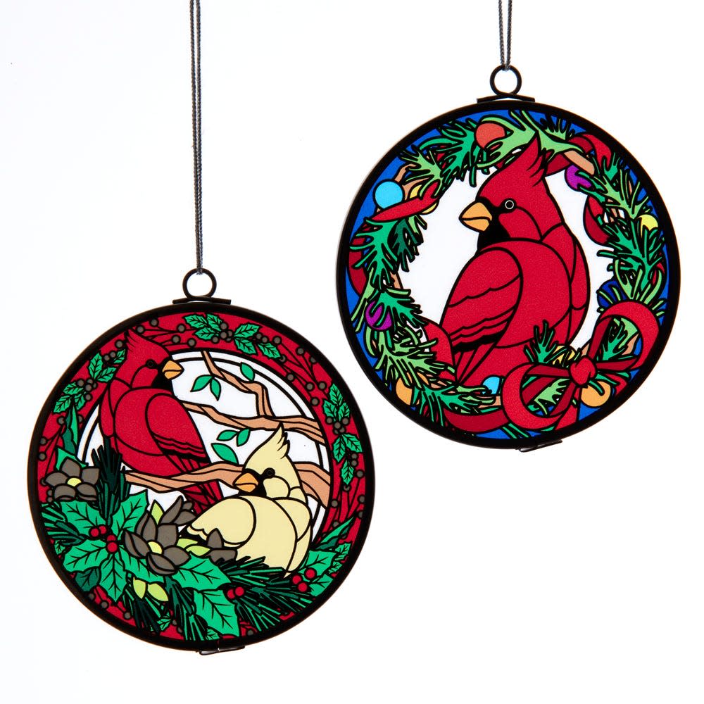 Cardinal Stained Glass Ornament -
