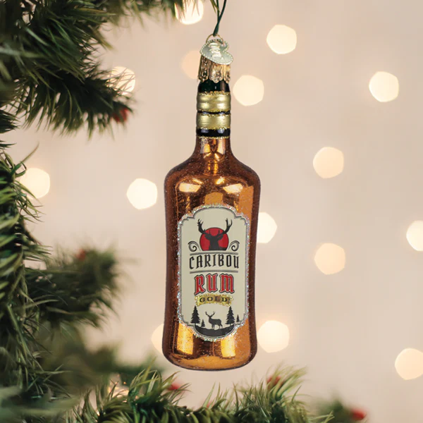 Caribou Rum Bottle Glass Ornament