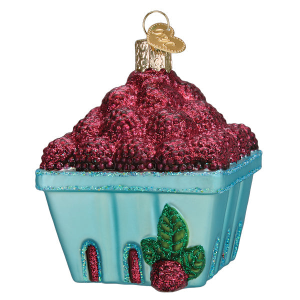 Carton Of Raspberries Glass Ornament