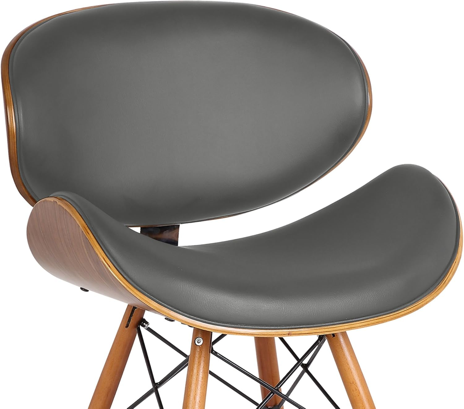 Cassie Dining Chair Grey Faux Leather Walnut Wood Finish