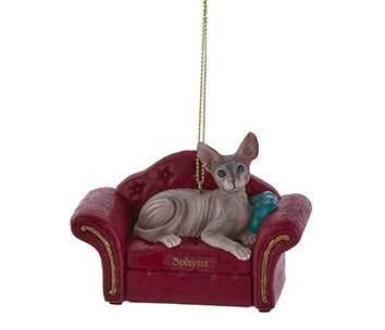 Cat On Red Sofa Ornament -