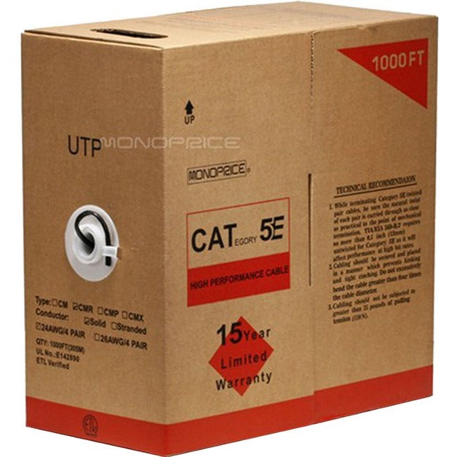 Cat5E Utp Solid (Cmr) 1000Ft - Black