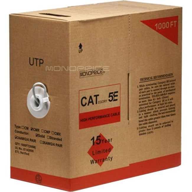 Cat5E Utp Solid (Cmr) 1000Ft - Gray