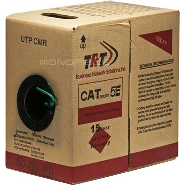 Cat5E Utp Solid (Cmr) 1000Ft - Green