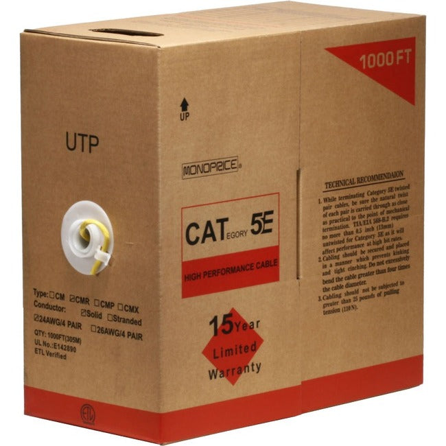 Cat5E Utp Solid (Cmr) 1000Ft - Yellow