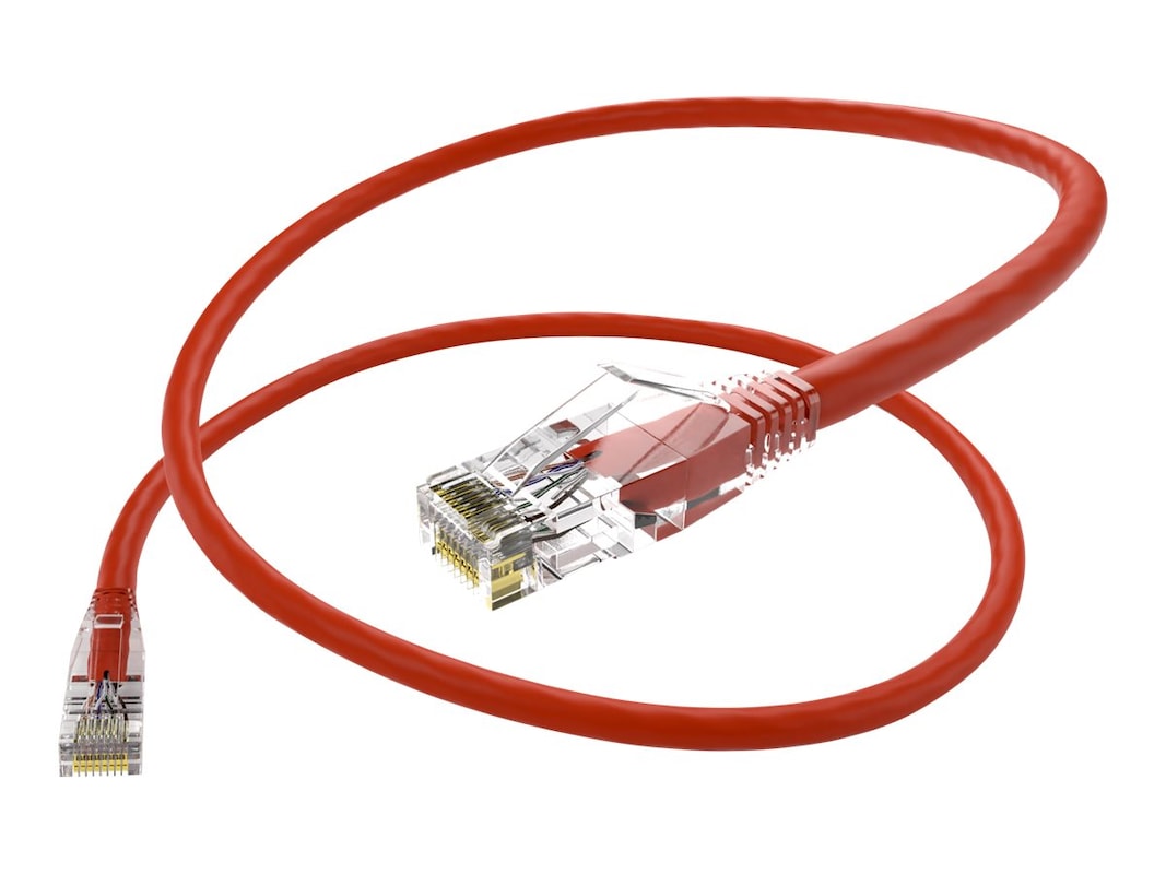 Cat6 Patch Cable 8ft Red ClearFit Snagless RJ45 | UNC Group 10105