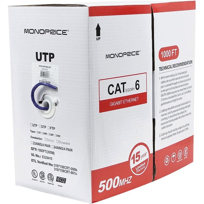 Cat6 Utp Solid (Cmr)1000Ft - Purple