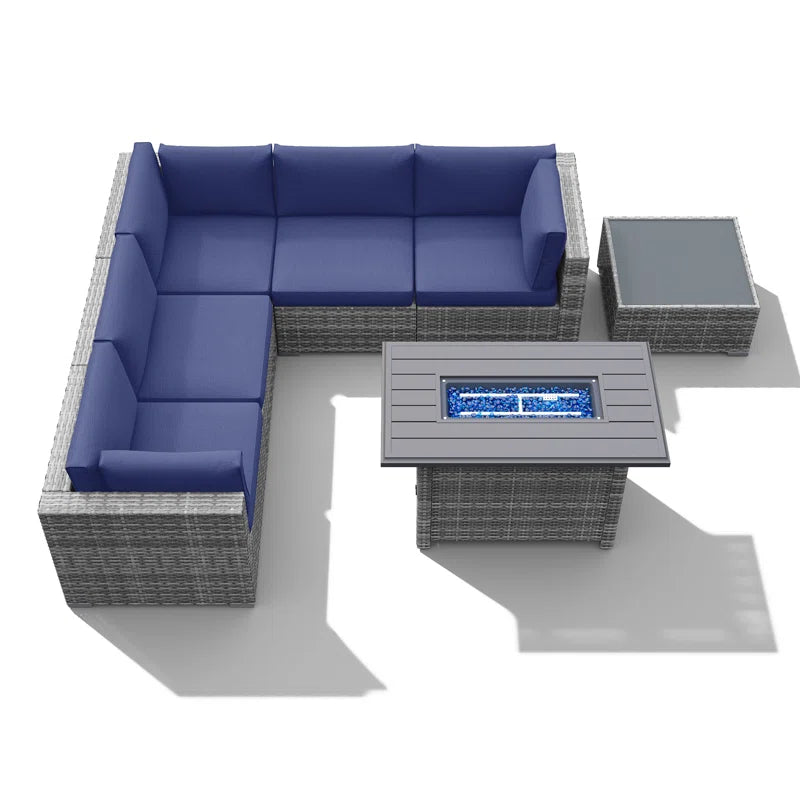 Caydin 5 Person Modular Patio Conversation Set Fire Pit