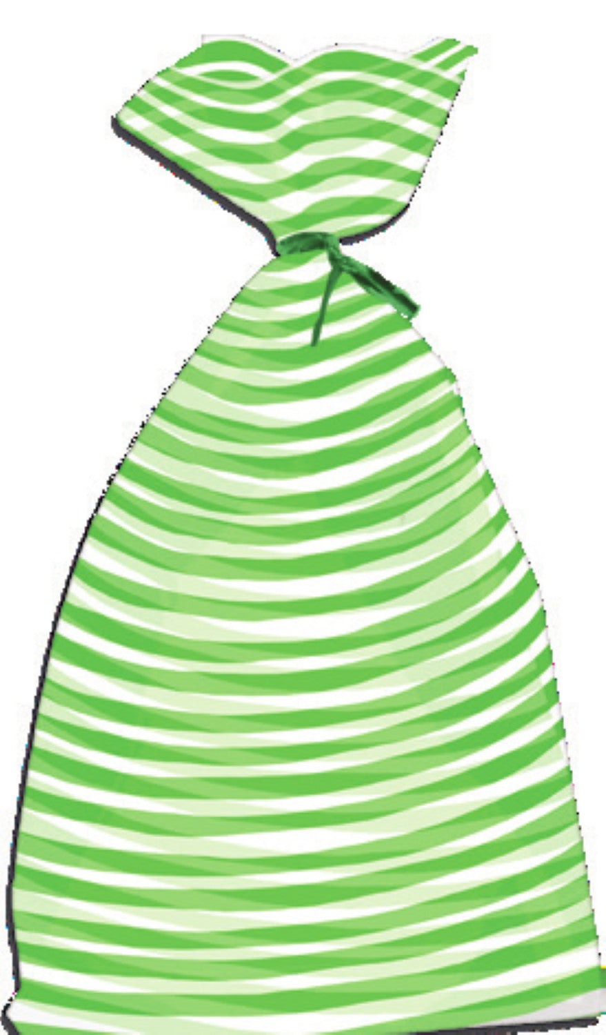 Cellophane Treat Bag 20 Count - Green Stripe