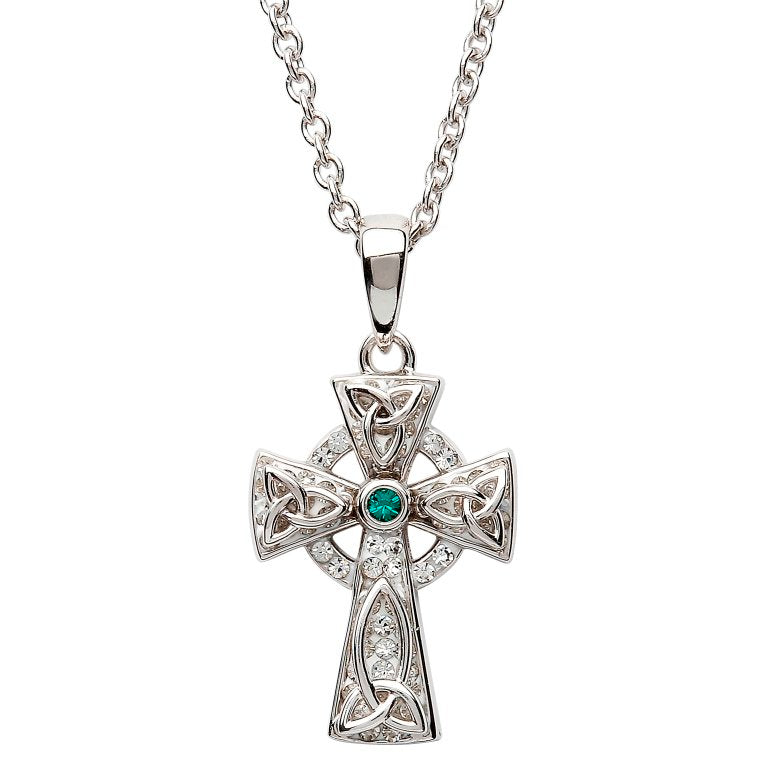 Celtic Trinity Knot Cross Adorned With Swarovski Crystals Necklace