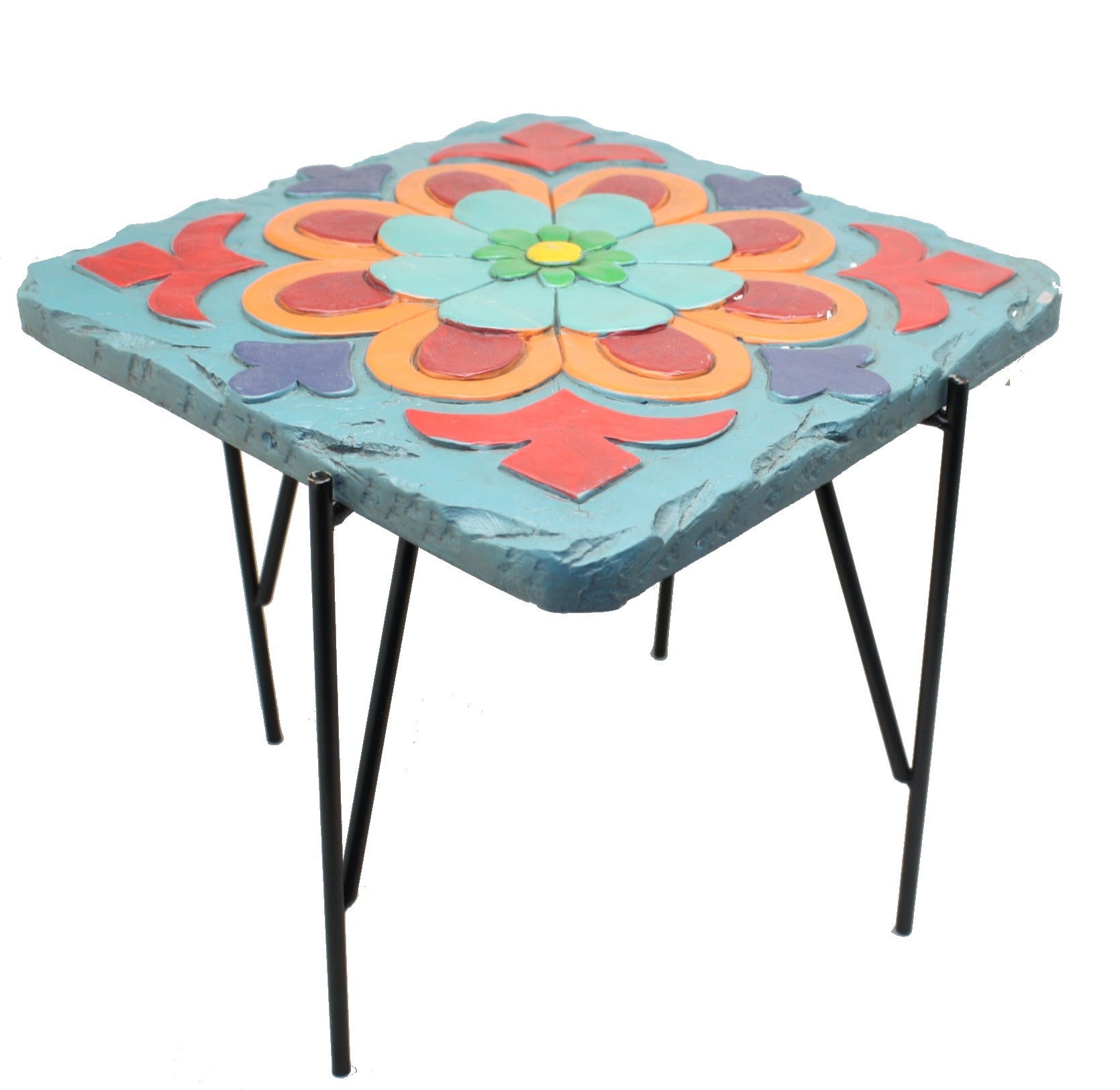 Cement & Metal Latin Style Planter Stand -