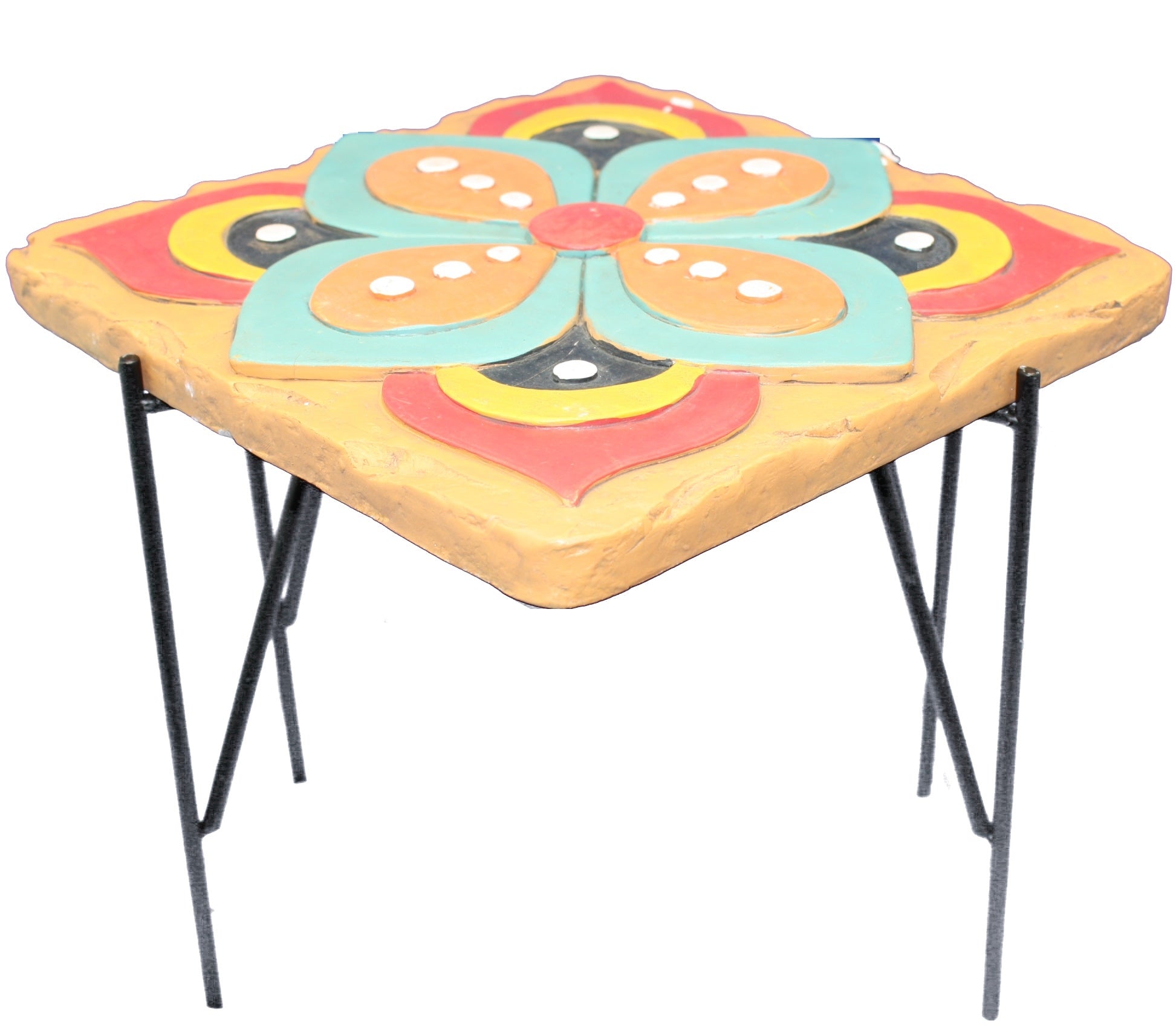 Cement & Metal Latin Style Planter Stand -