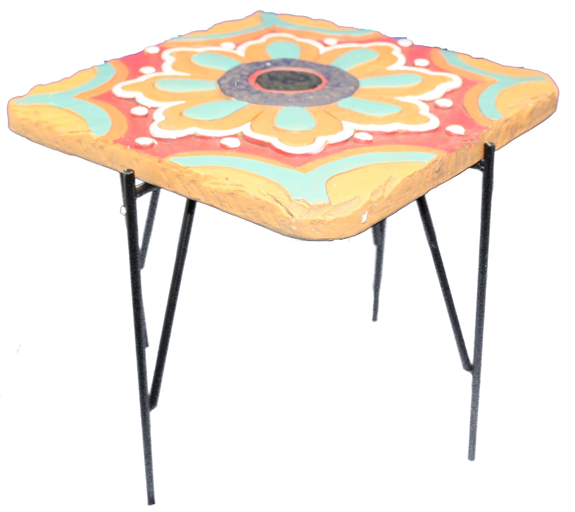 Cement & Metal Latin Style Planter Stand -