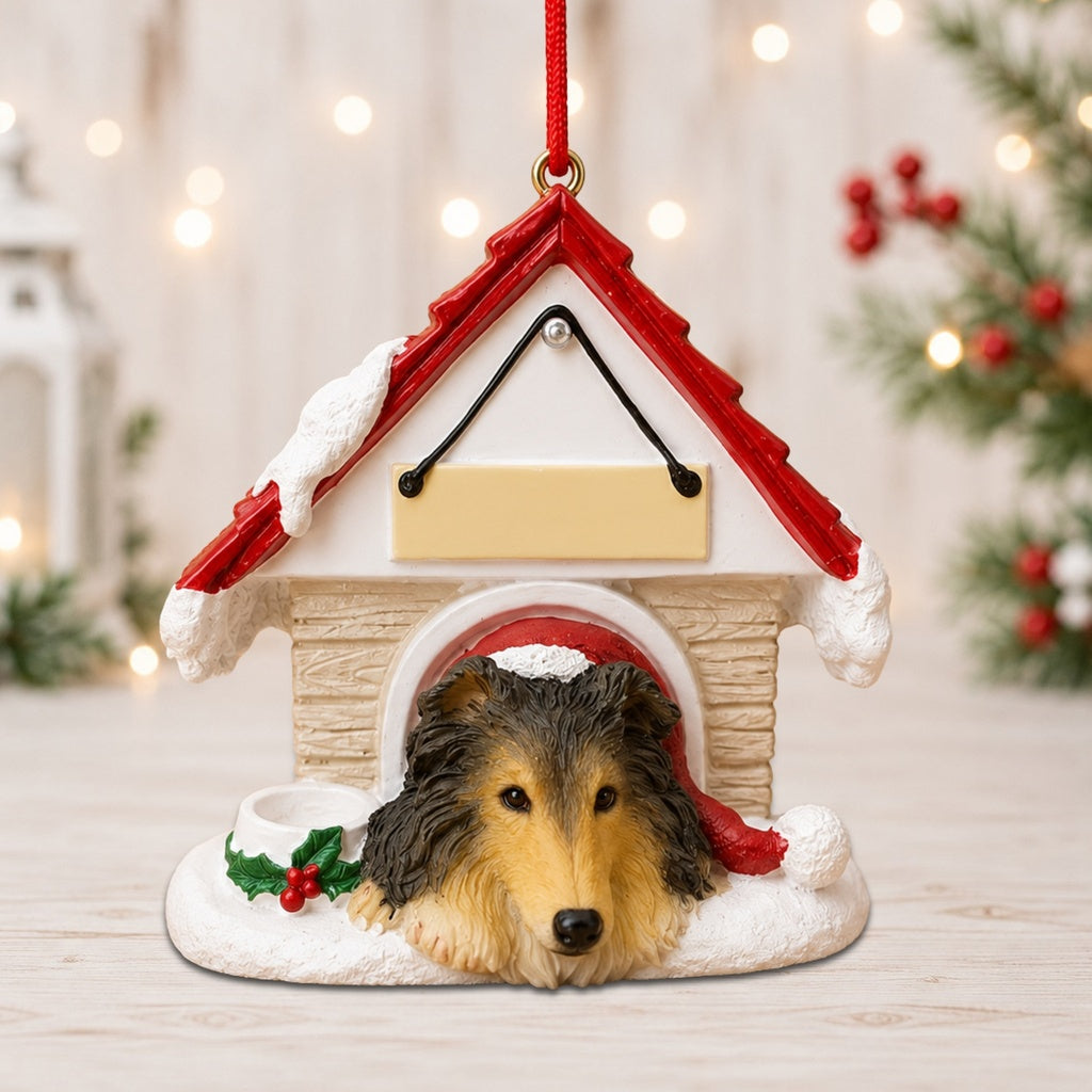 Ceramic Doghouse Ornament - Sheltie