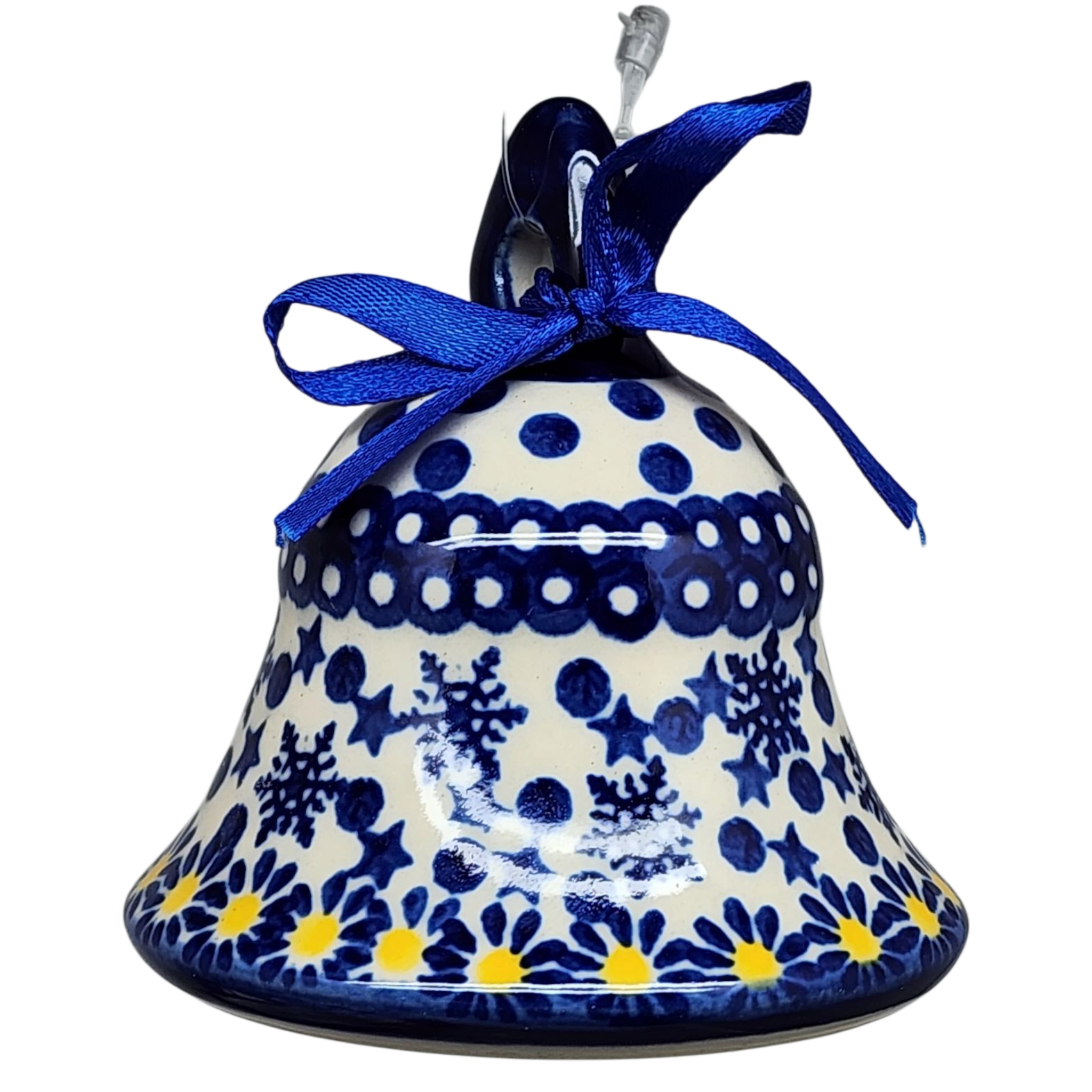 Ceramic Holiday Bell - Frosted Floral Pattern