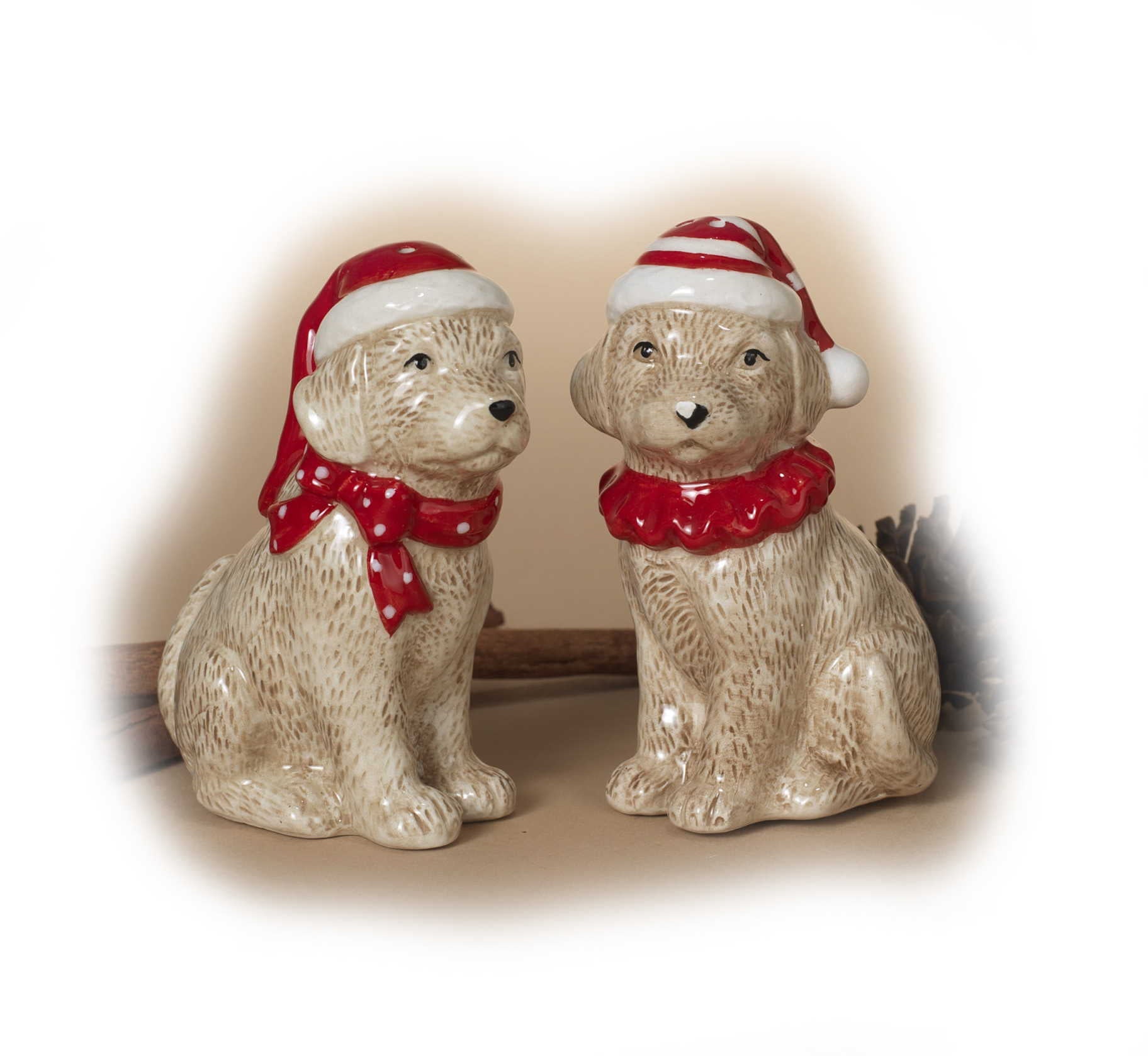 Ceramic Holiday Dog Salt and Pepper Set