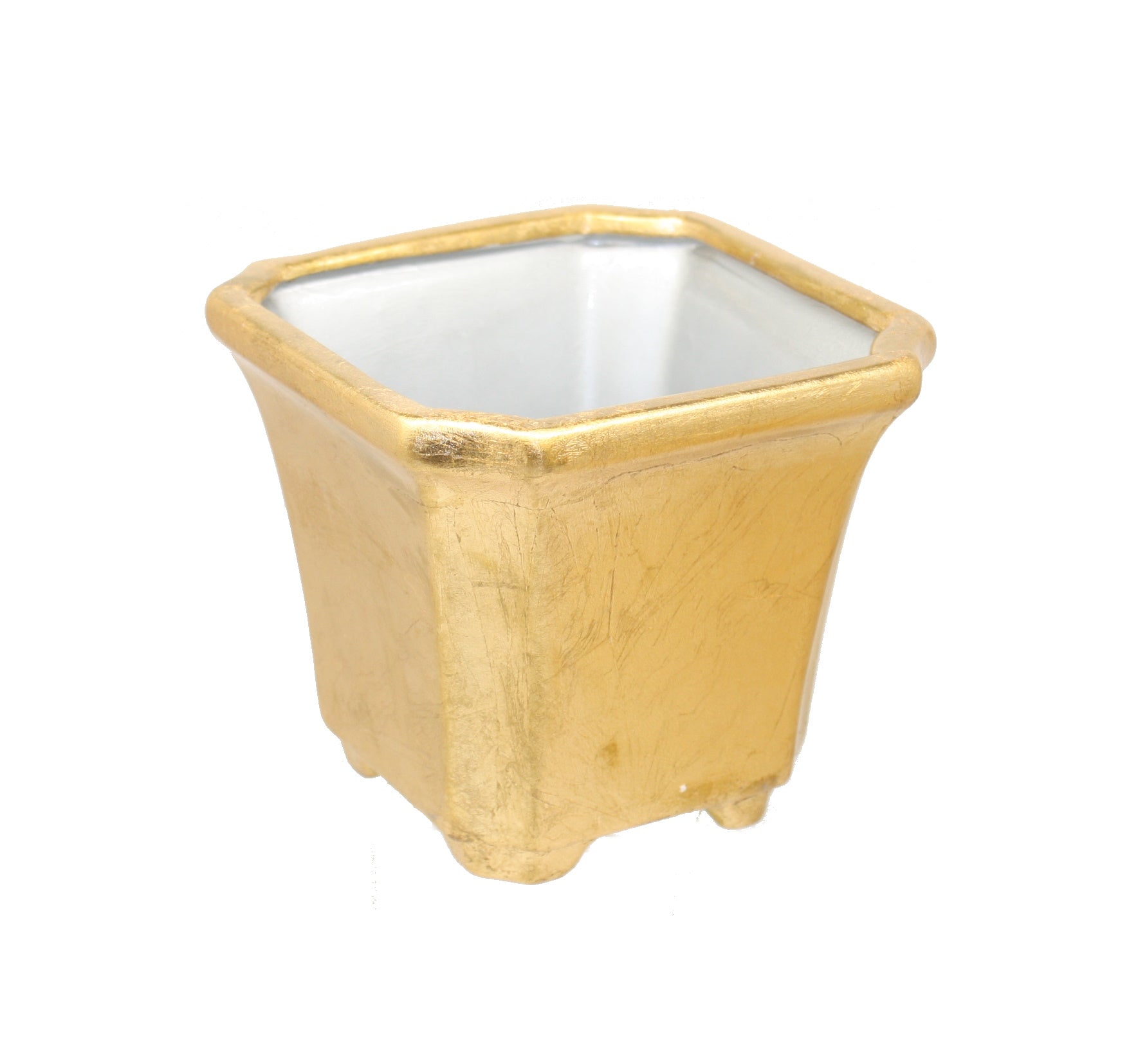 Ceramic Octangon Pot - Gold - 6 Inch
