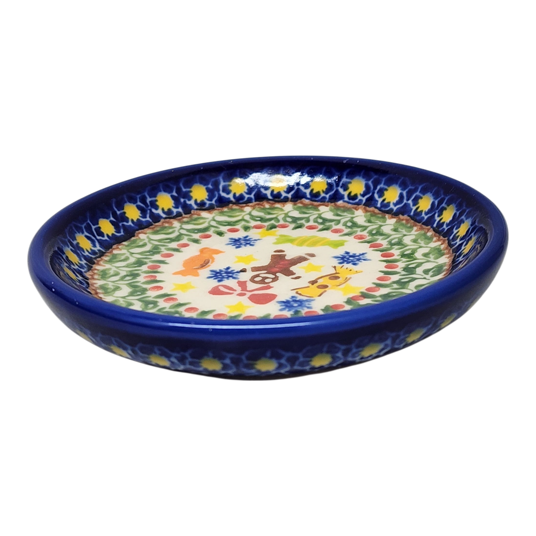 Ceramic Snack Plate - Gingerbread Celebration Pattern