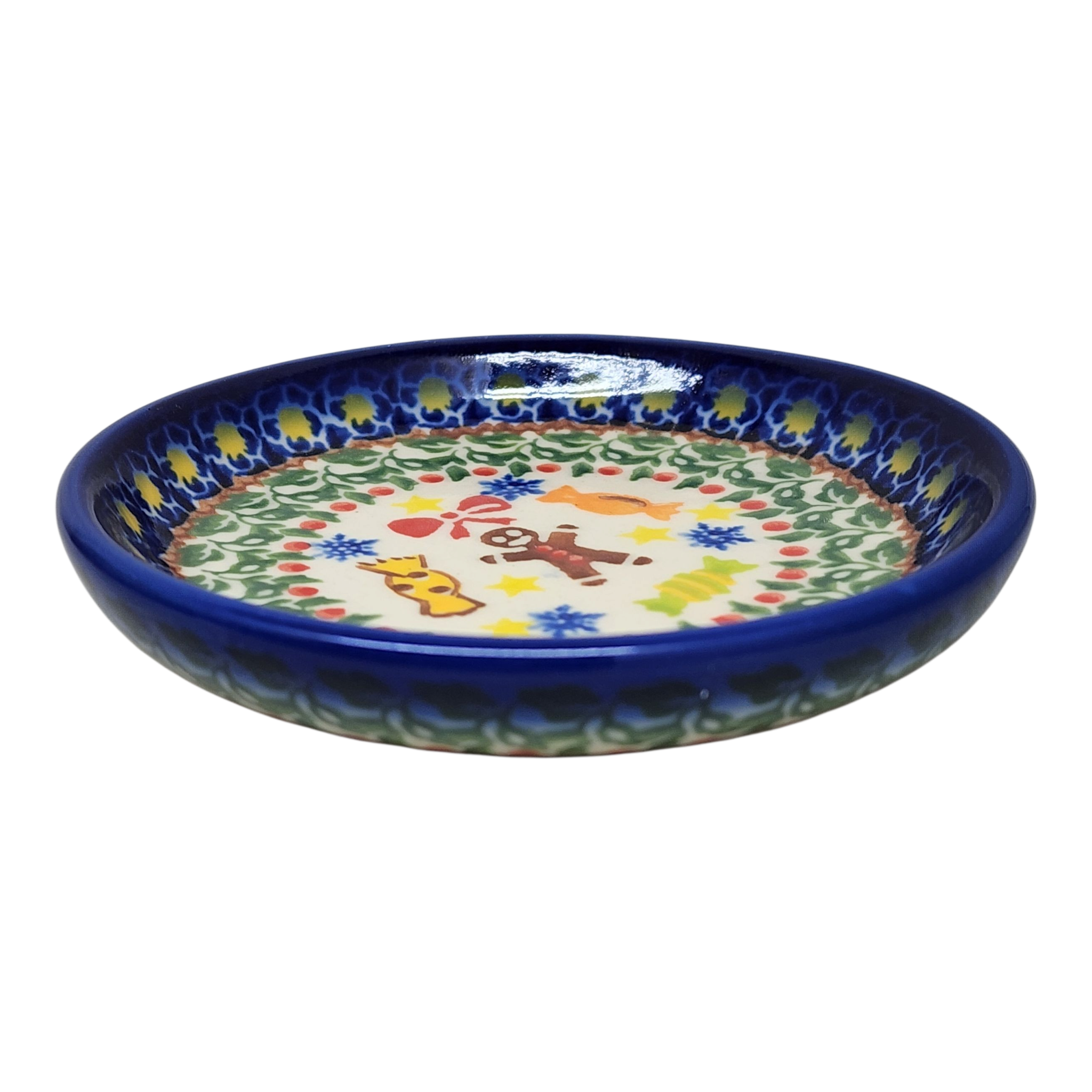 Ceramic Snack Plate - Gingerbread Joy Pattern