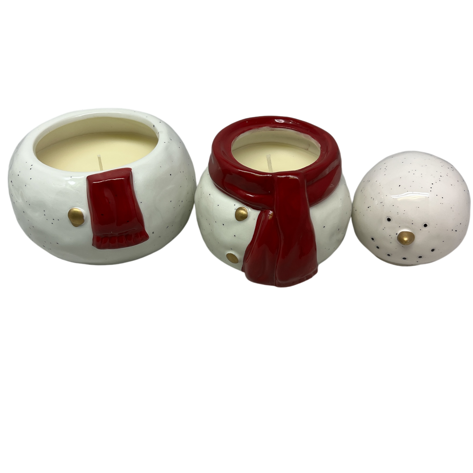 Ceramic Snowman Jar with Wax Candle