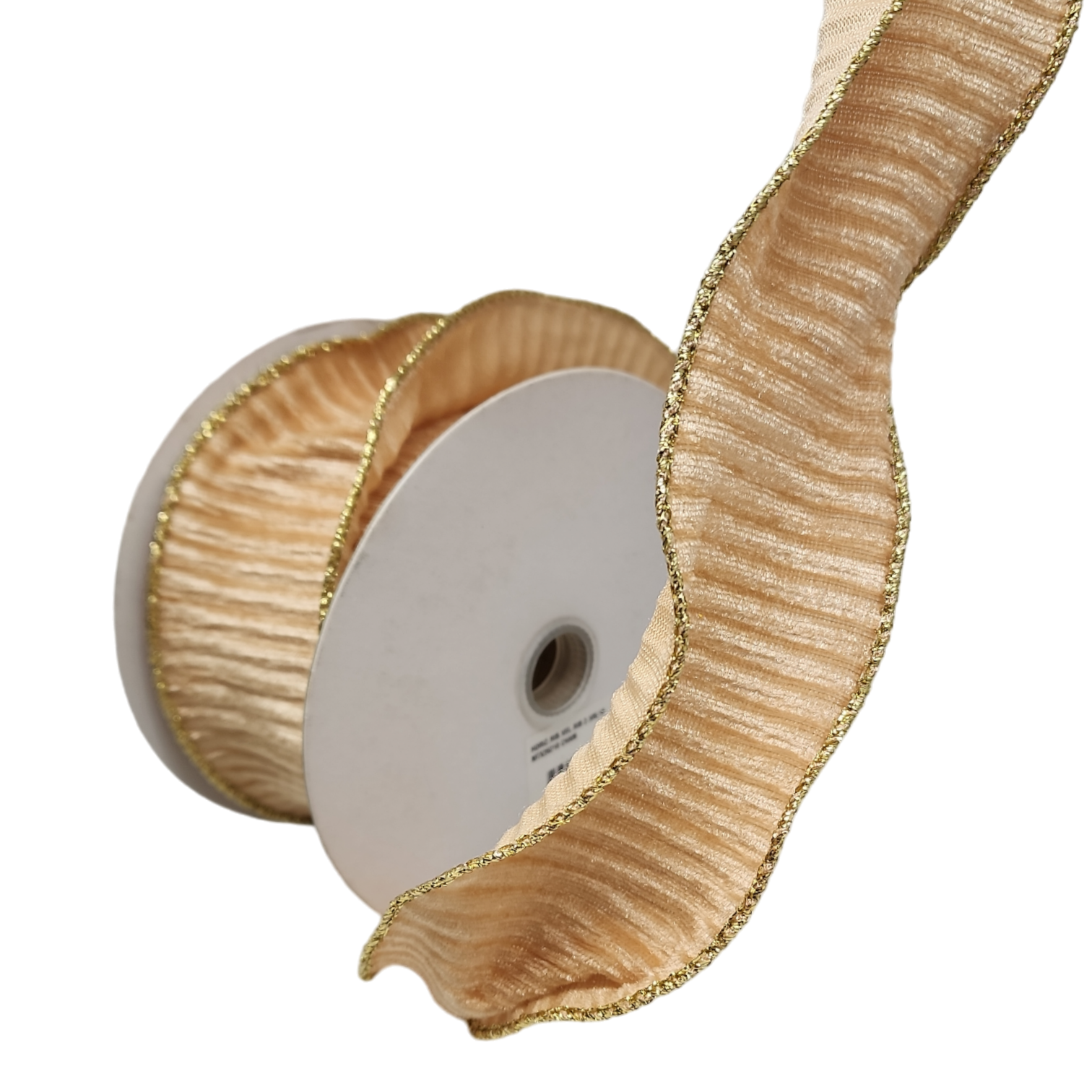Champagne Velvet Horizontal-Wired Edged Ribbon