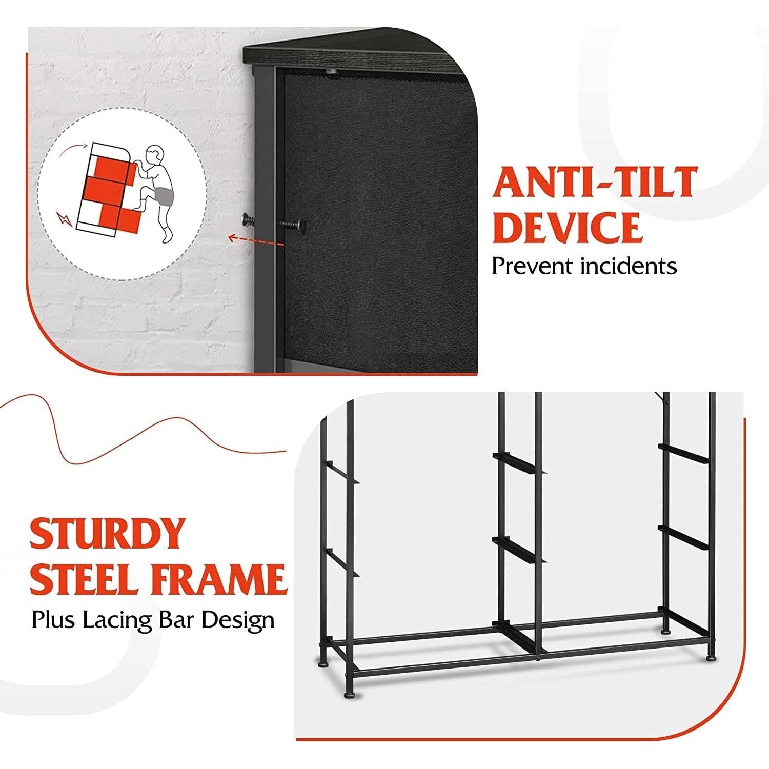 Charcoal Black 9 Drawer Dresser For Bedroom Storage