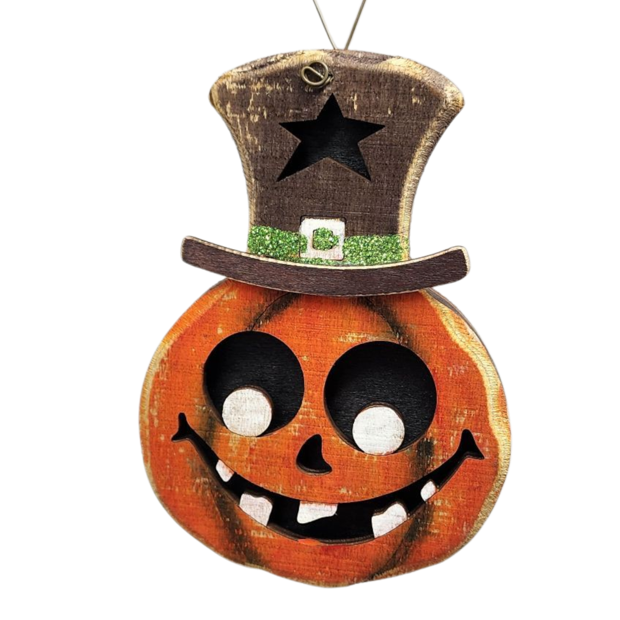 Cheerful Pumpkin Top Hat Ornament