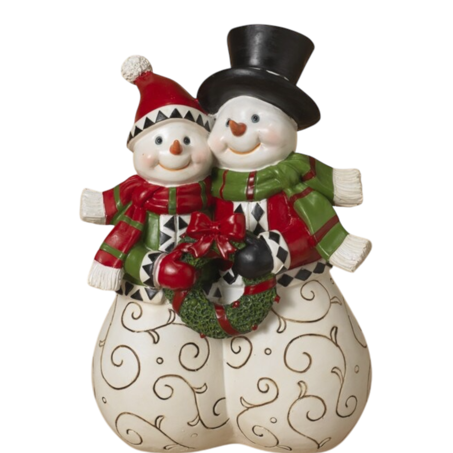 Cheerful Snowman Couple Figurine