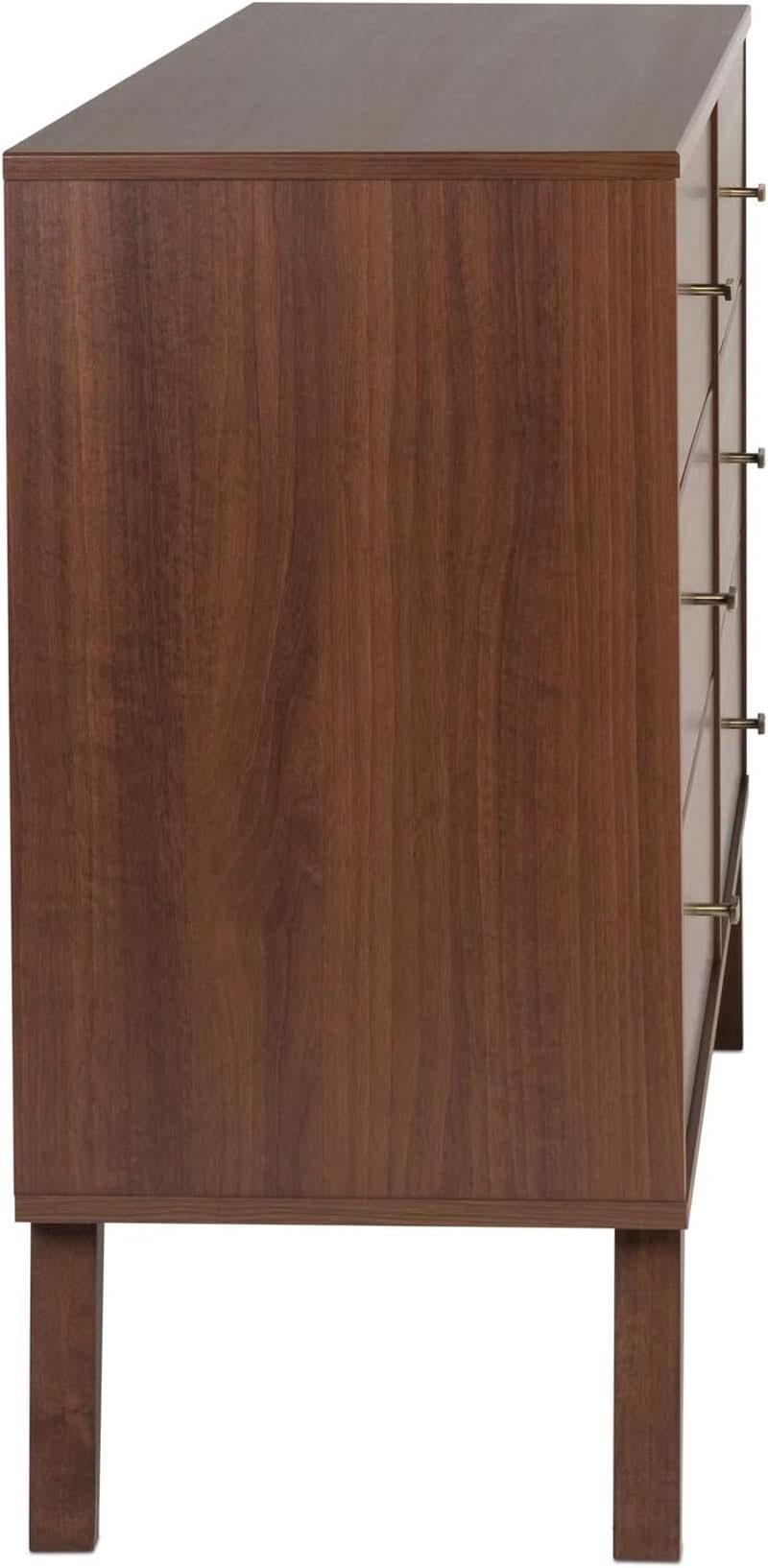 Cherry Laminate 52 Inch Mid Century Six Drawer Dresser