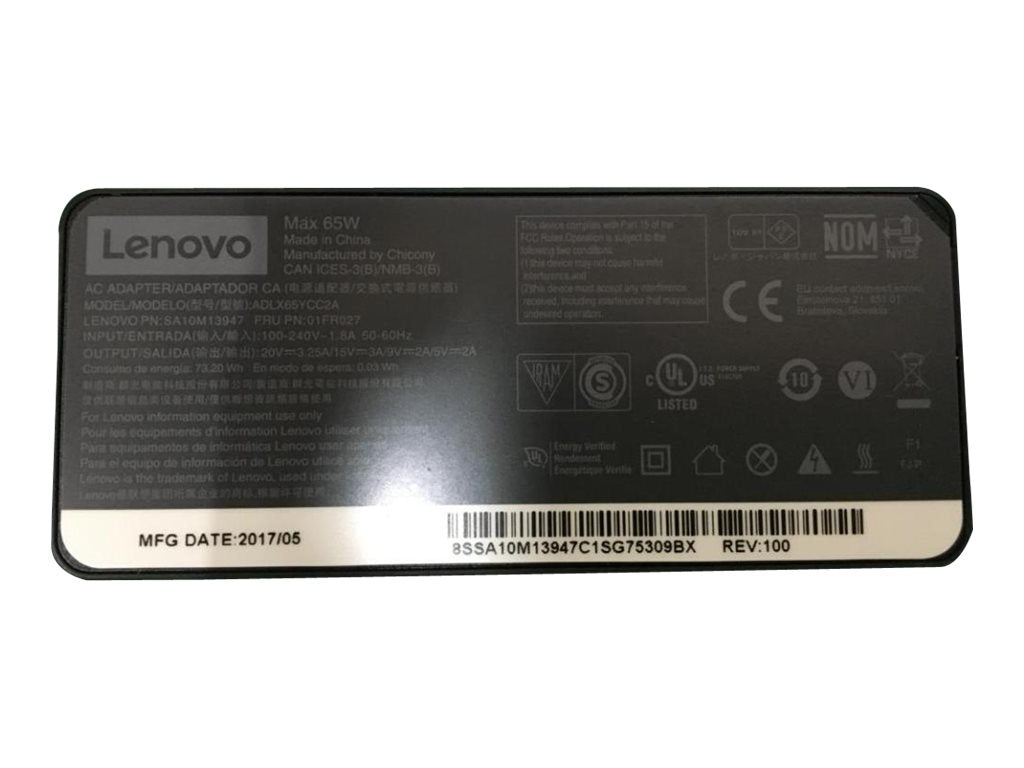 Chicony ADLX65YCC2A - Power adapter - 65 Watt - FRU, (CRU) - Tier 1 - for ThinkPad T25; T470; T470s; X270