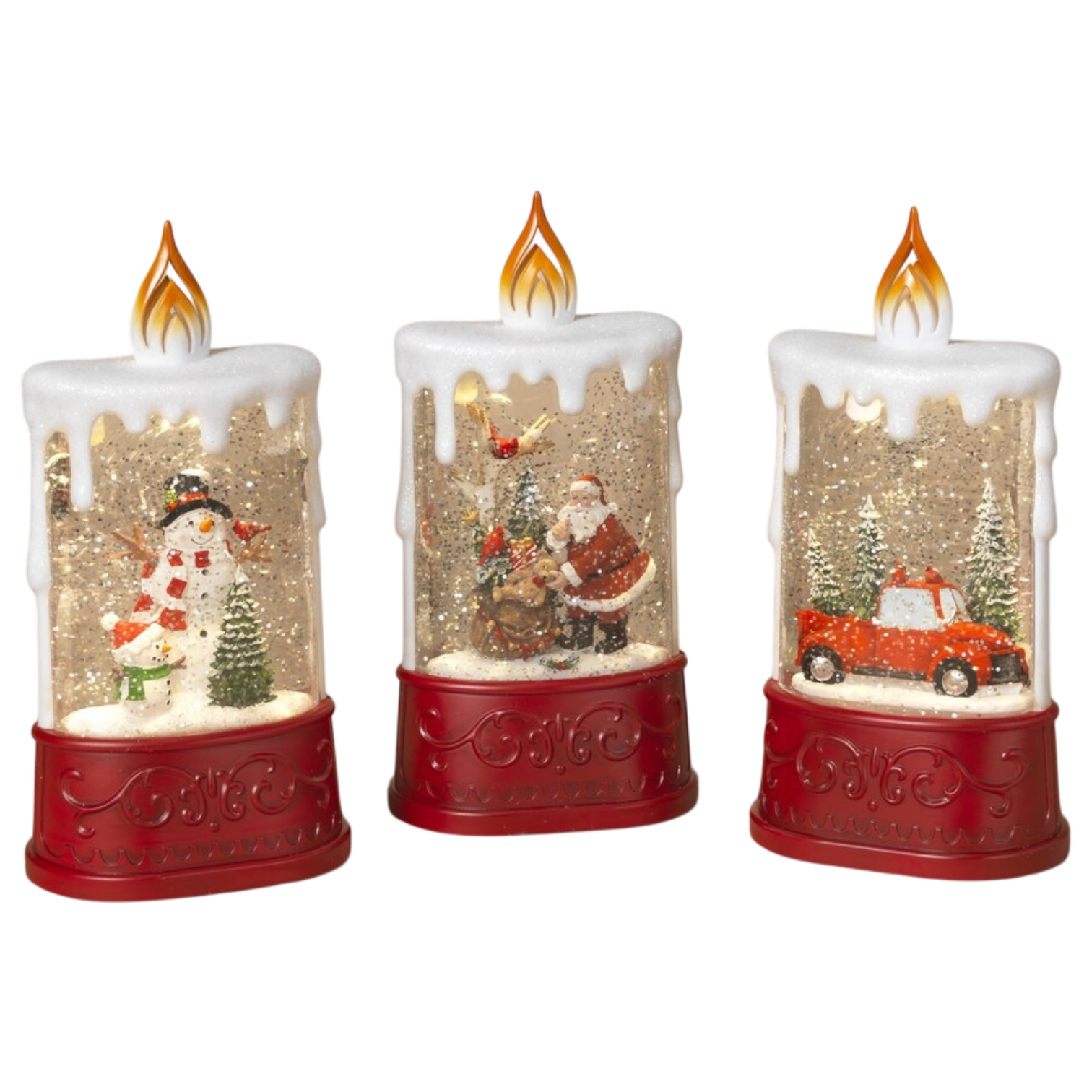 Christmas B/O Lighted Spinning Water Globe Candle