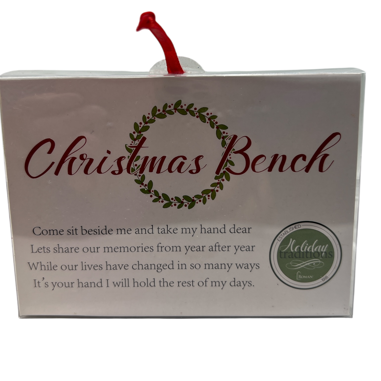 Christmas Bench Ornament with Wreath