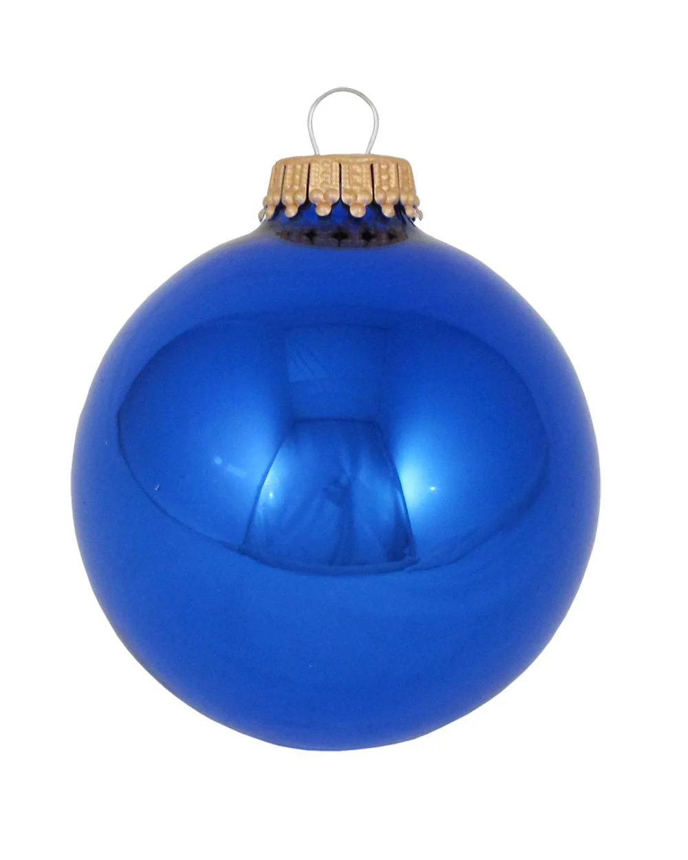 Christmas By Krebbs 2 5/8 Glass Balls - Gold Caps - Victoria Blue 8 Pack