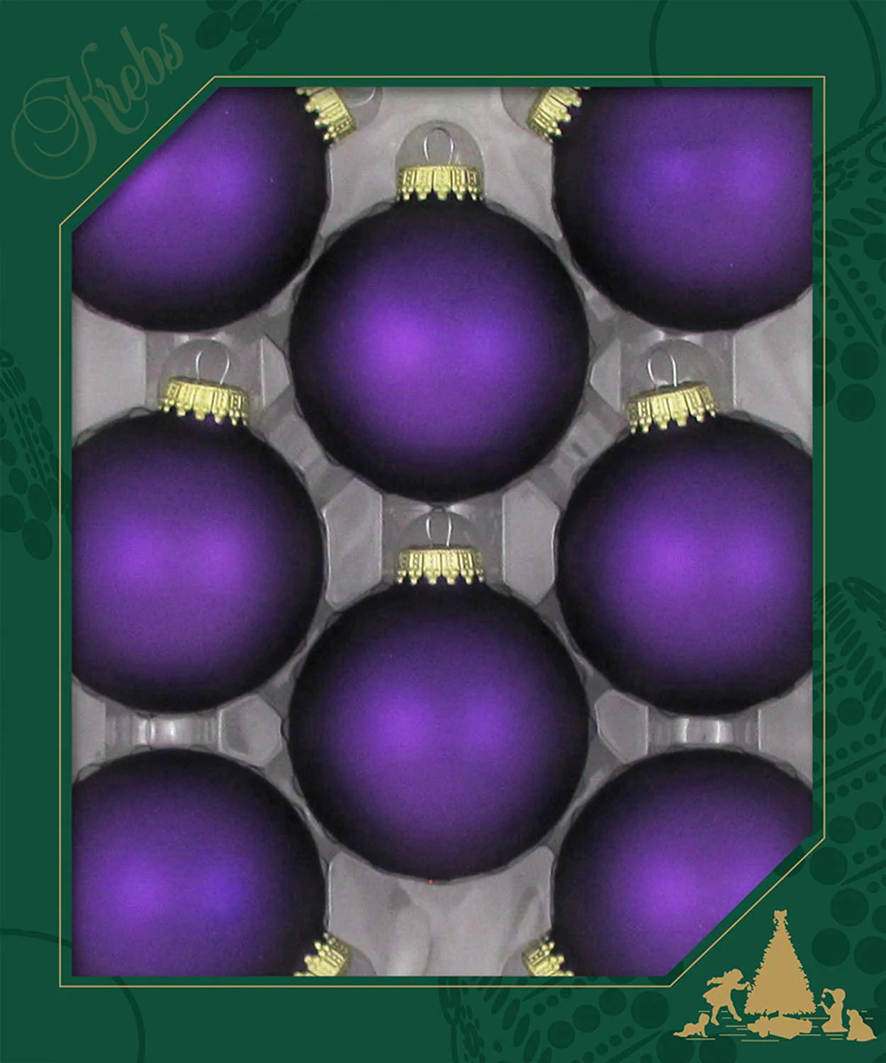 Christmas By Krebbs 2 5/8 Glass Balls - Gold Caps - Violet Velvet 8 Pack