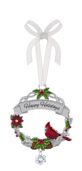 Christmas Cardinal Ornament - Happy Holidays