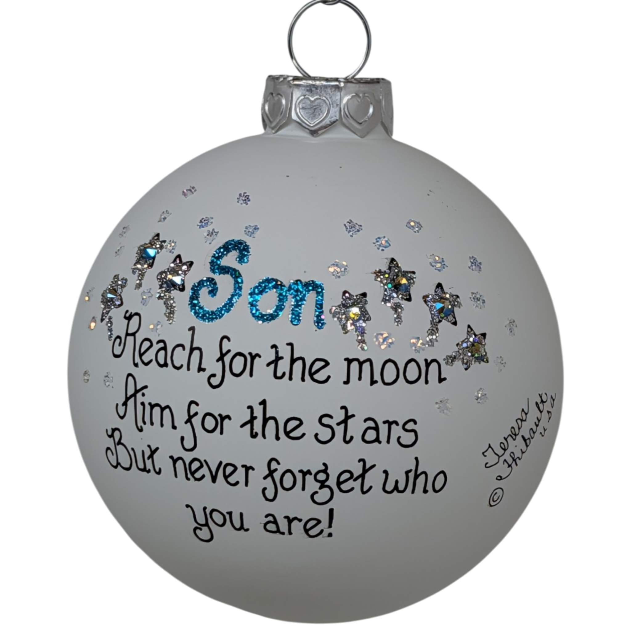 Christmas Keepsake Glass Ornament - Son - Reach for the Moon