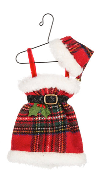 Christmas Plaid Outfits on Hanger ornament -