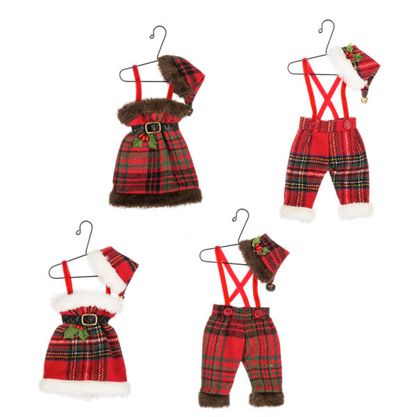 Christmas Plaid Outfits on Hanger ornament -