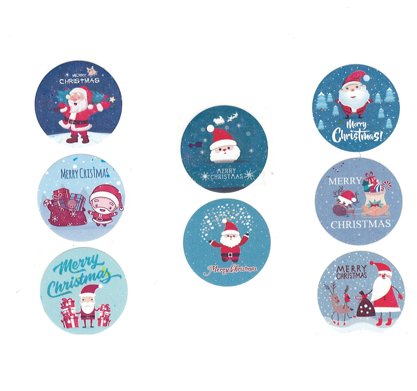 Christmas Stickers - Santa - 1 inch - Set of 50