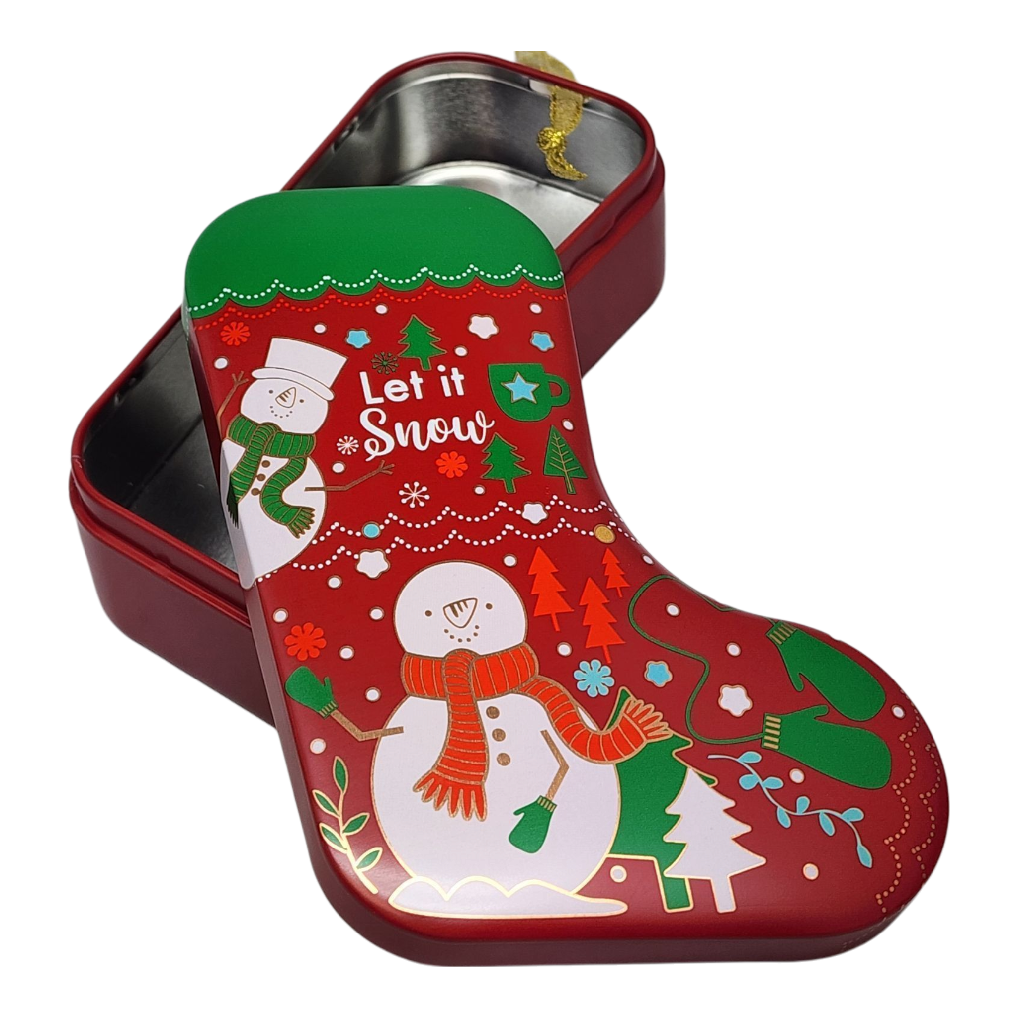 Christmas Stocking Cookie Tin Ornament - Let it Snow