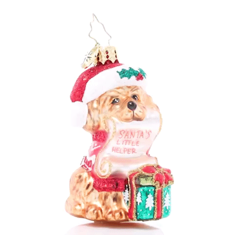 Christopher Radko Little Gem Glass Ornament - Festive Furry Friend