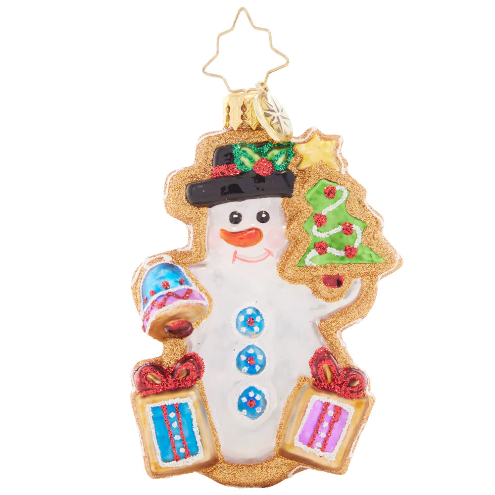 Christopher Radko Little Gem Glass Ornament - Gingerbread Snowman