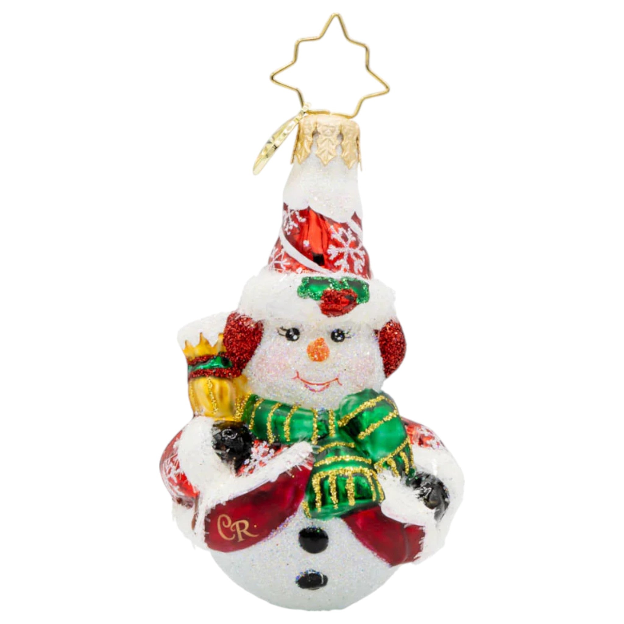Christopher Radko Little Gem Glass Ornament - Swept Up Snowman Gem