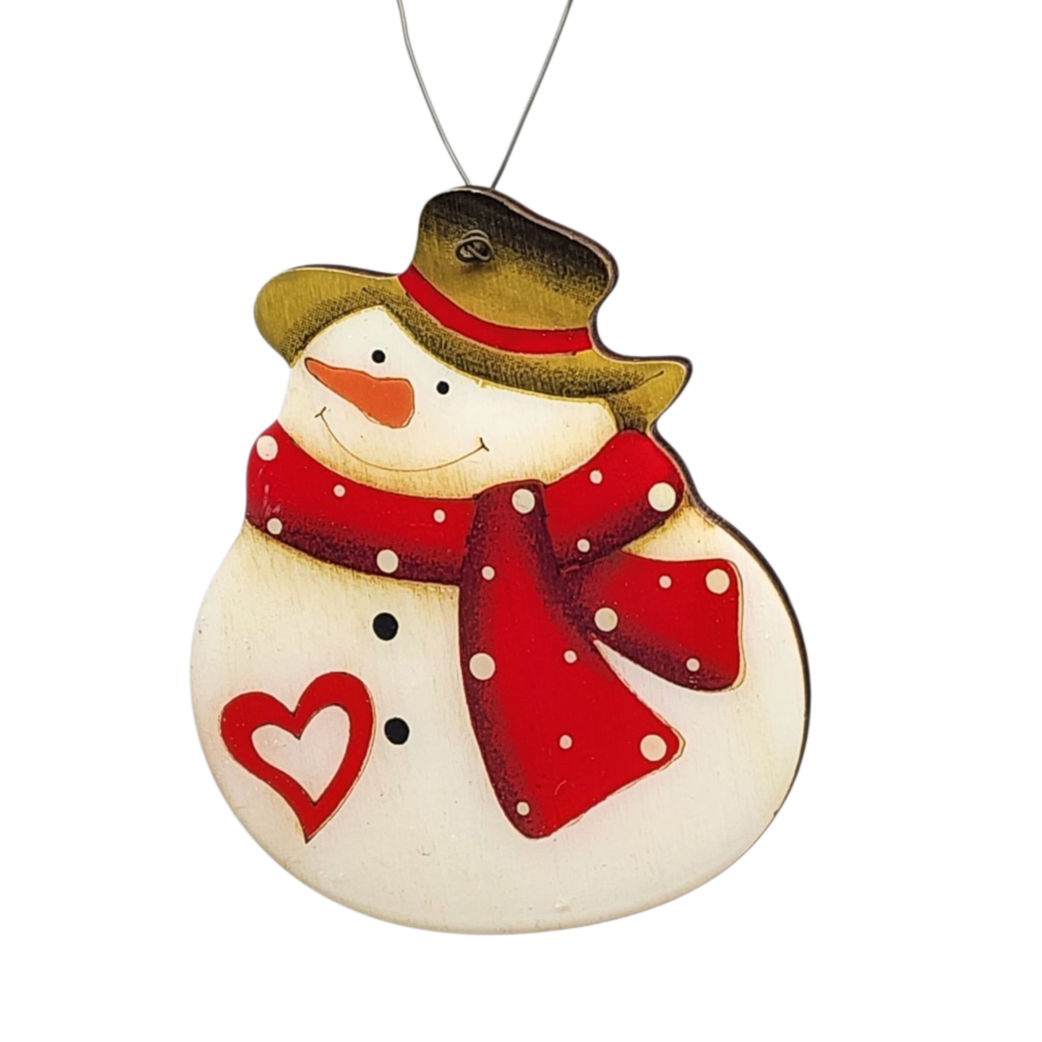Chubby Snowman Wooden Ornament