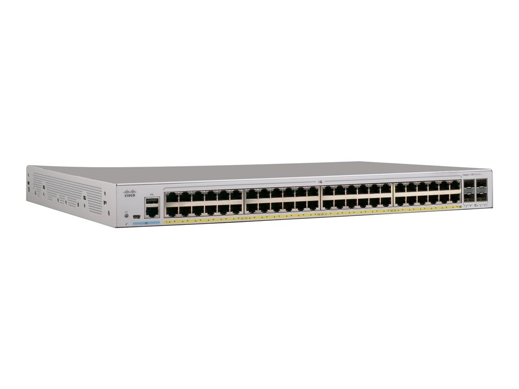 Cisco Catalyst 1000-48PP-4G-L - Switch - managed - 12 x 10/100/1000 (PoE+) + 36 x 10/100/1000 + 4 x Gigabit SFP (uplink)