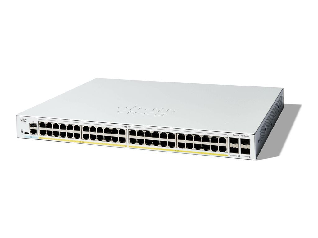 Cisco Catalyst 1300-48FP-4G - Switch - L3 - managed - 48 x 10/100/1000 (PoE+) + 4 x Gigabit SFP - rack-mountable - PoE+ (740 C1300-48FP-4G