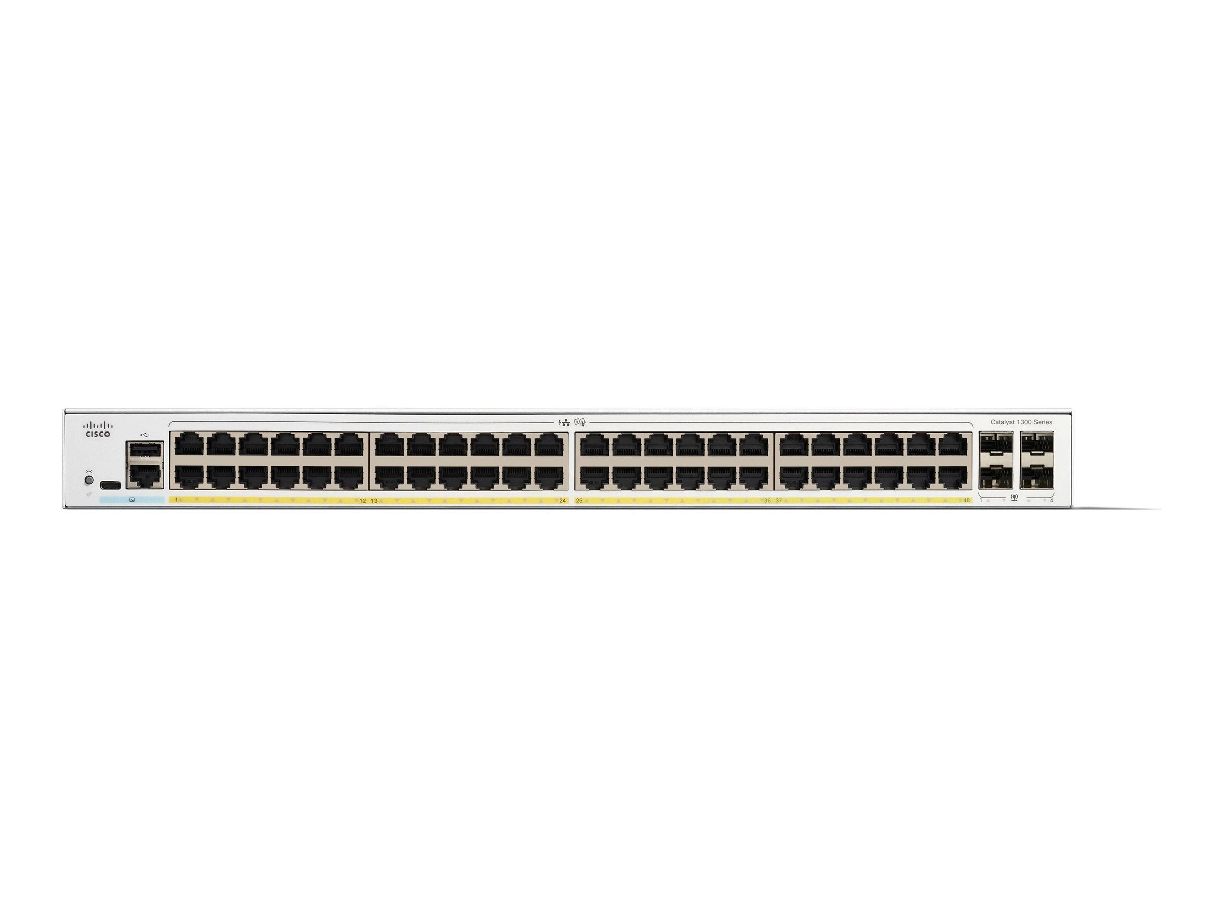 Cisco Catalyst 1300-48FP-4G - Switch - L3 - managed - 48 x 10/100/1000 (PoE+) + 4 x Gigabit SFP - rack-mountable - PoE+ (740 C1300-48FP-4G